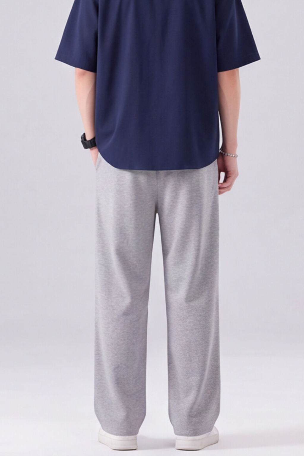 Grey Straight-Fit Trousers