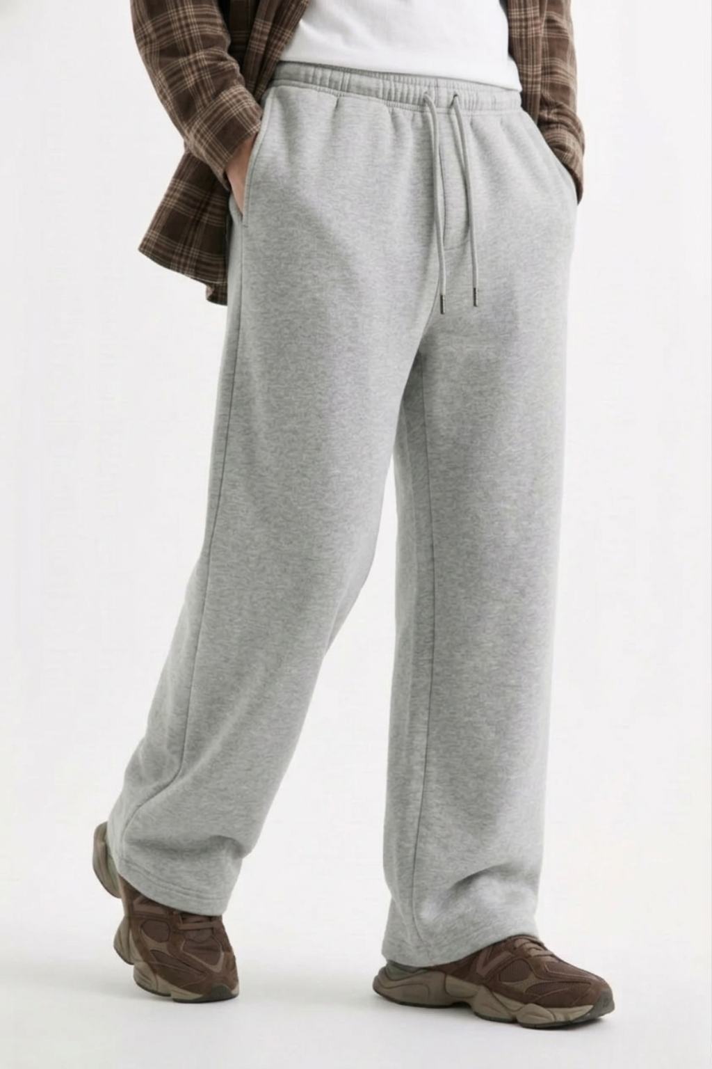 Grey Straight-Fit Trousers