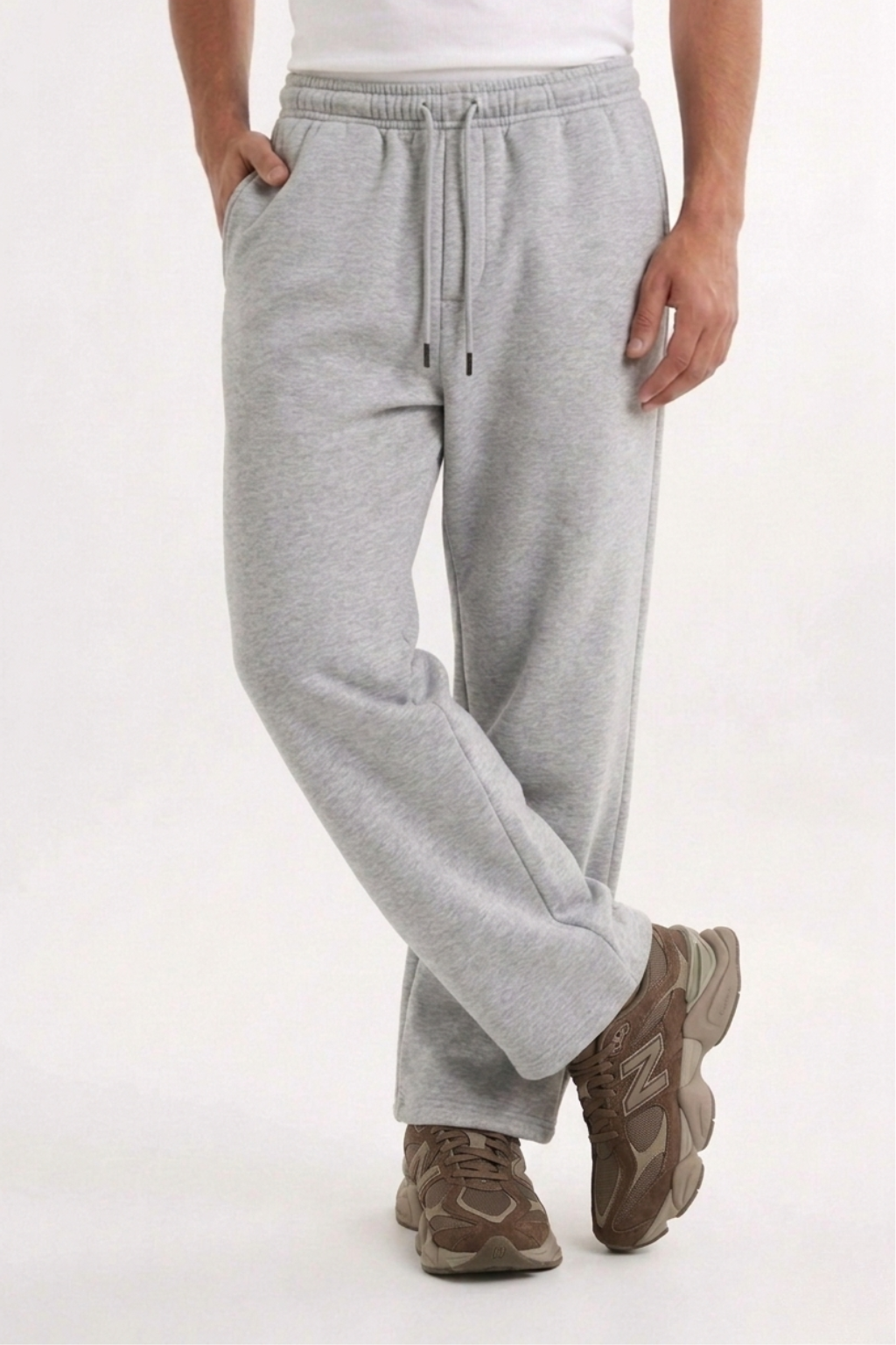 Grey Straight-Fit Trousers